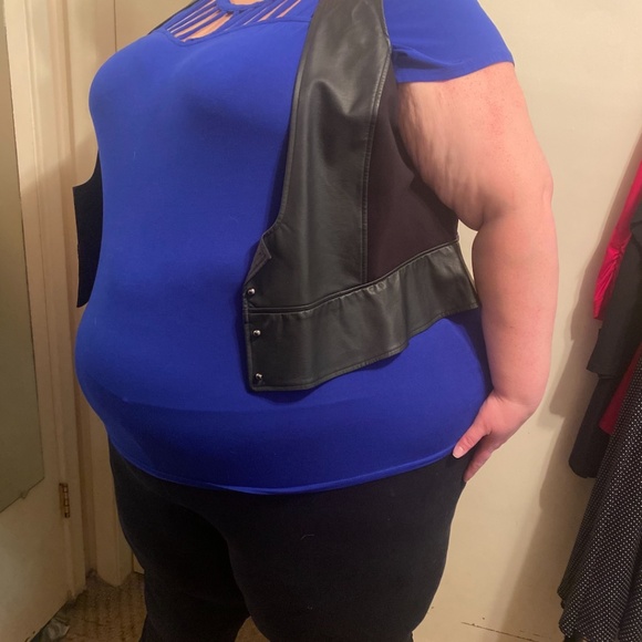 Addition Elle Plus-Size Pleather Vest, Black, Size 3X - Picture 2 of 3